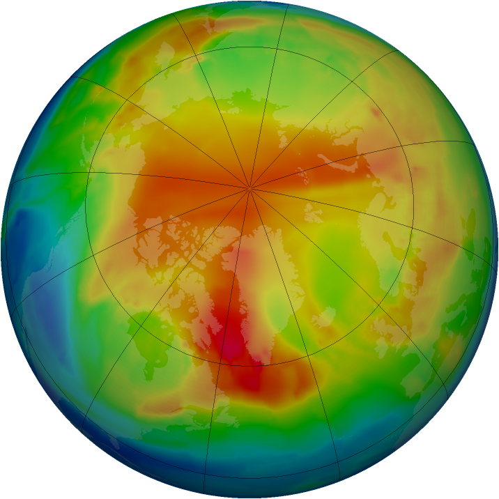 Arctic ozone map for 20 January 2013